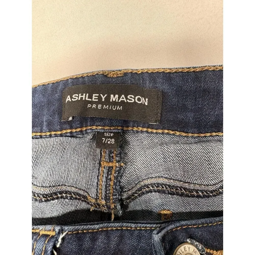 Ashley Mason Premium Jeans Women’s 7/28 Floral Embroidered Flare Hippie Festival